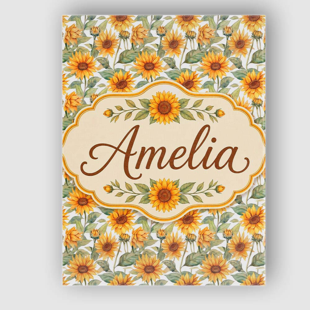 Personalised Name Soft Yellow Sunflower Custom Modern Room Accent Elegant Feature Canvas Wall Art Print Decor Picture Ready to Hang