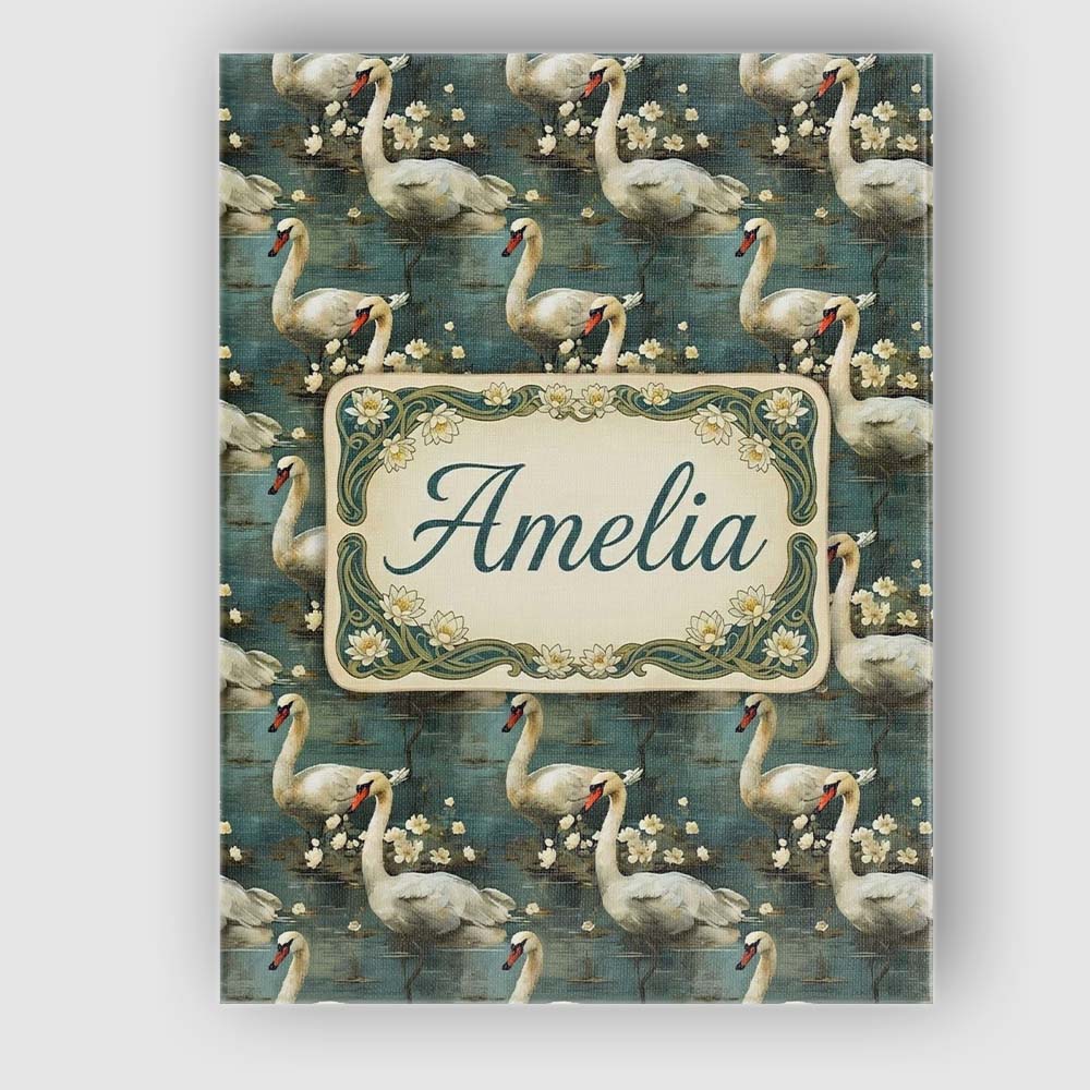 Personalised Name Graceful Swan Lake Floral Custom Bespoke Interior Contemporary Canvas Wall Art Print Decor Picture Ready to Hang