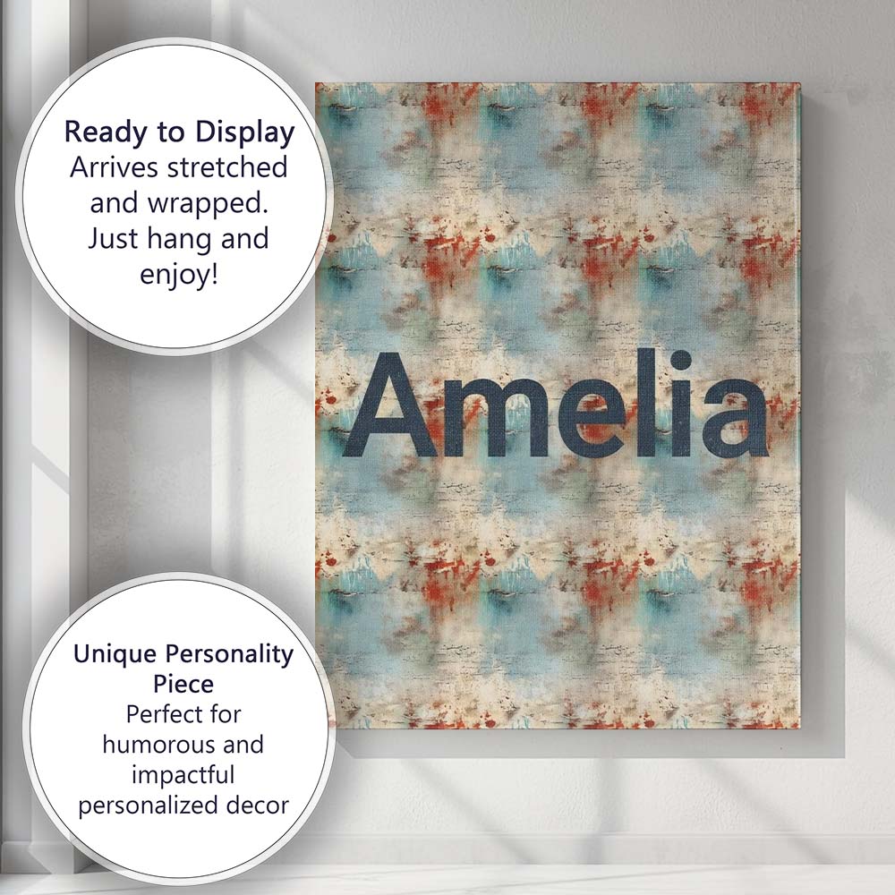 Personalised Name Abstract Grunge Texture Custom Unique Gift Idea Elegant Feature Canvas Wall Art Print Decor Picture Ready to Hang