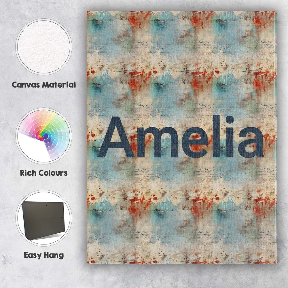 Personalised Name Abstract Grunge Texture Custom Unique Gift Idea Elegant Feature Canvas Wall Art Print Decor Picture Ready to Hang