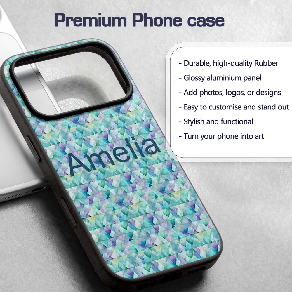 Modern Geometric Watercolor Shapes in Teal Purple Custom Name Protective Phone Case Mobile Cover Durable Everyday Smartphone Shock Resistant
