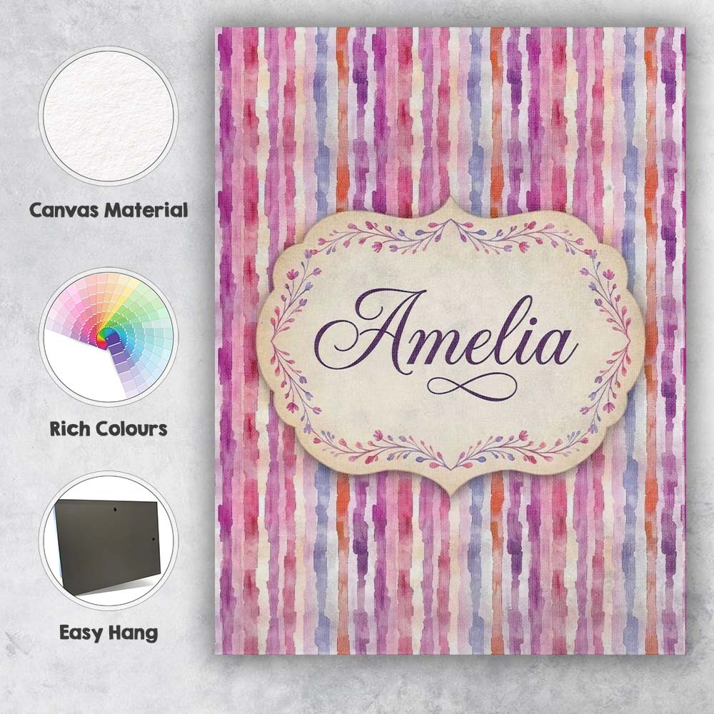 Personalised Name Soft Watercolor Vertical Custom Unique Gift Idea Elegant Feature Canvas Wall Art Print Decor Picture Ready to Hang