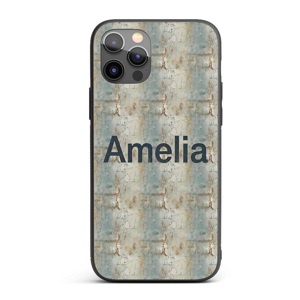 Neutral Rustic Distressed Wall Texture Seamless Custom Name Protective Phone Case Mobile Cover Durable Everyday Smartphone Shock Resistant
