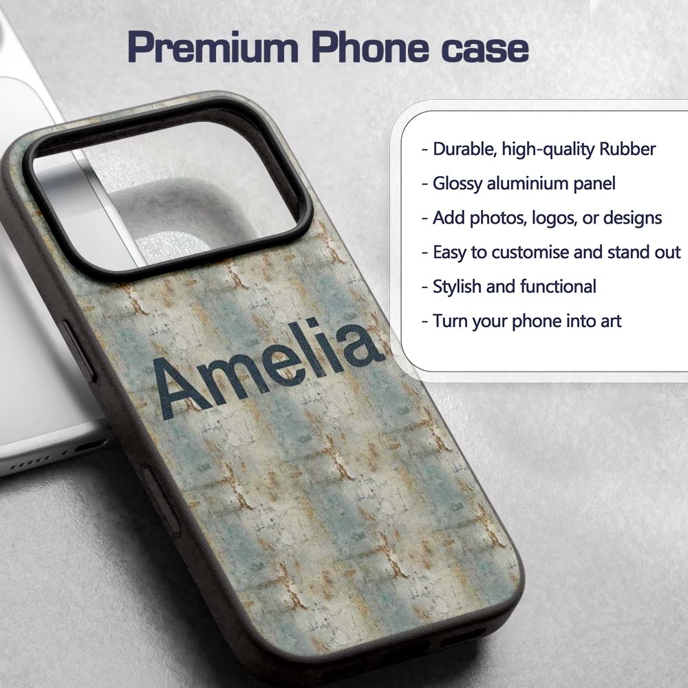 Neutral Rustic Distressed Wall Texture Seamless Custom Name Protective Phone Case Mobile Cover Durable Everyday Smartphone Shock Resistant
