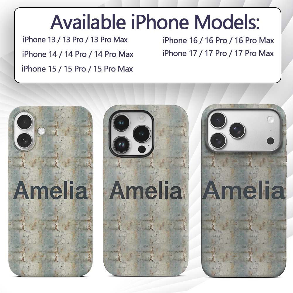 Neutral Rustic Distressed Wall Texture Seamless Custom Name Protective Phone Case Mobile Cover Durable Everyday Smartphone Shock Resistant