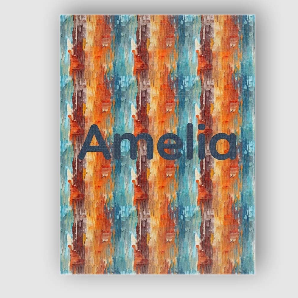 Personalised Name Abstract Textured Brushstroke Pattern in Orange Stylish Home Interior Canvas Wall Art Print Decor Picture Ready to Hang