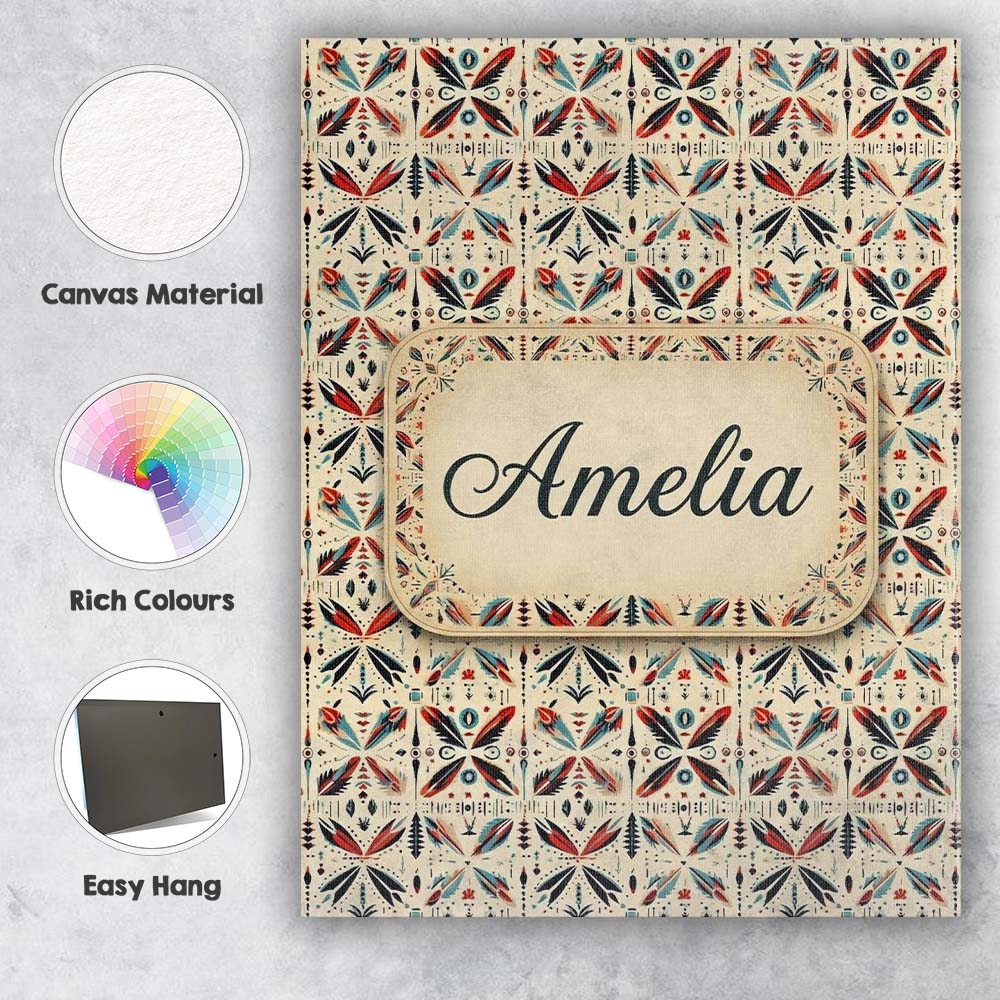 Personalised Name Abstract Retro Geometric Custom Unique Gift Idea Elegant Feature Canvas Wall Art Print Decor Picture Ready to Hang