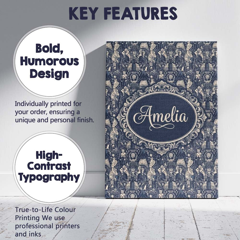 Personalised Name Victorian Ladies and Custom Modern Room Accent Elegant Feature Canvas Wall Art Print Decor Picture Ready to Hang