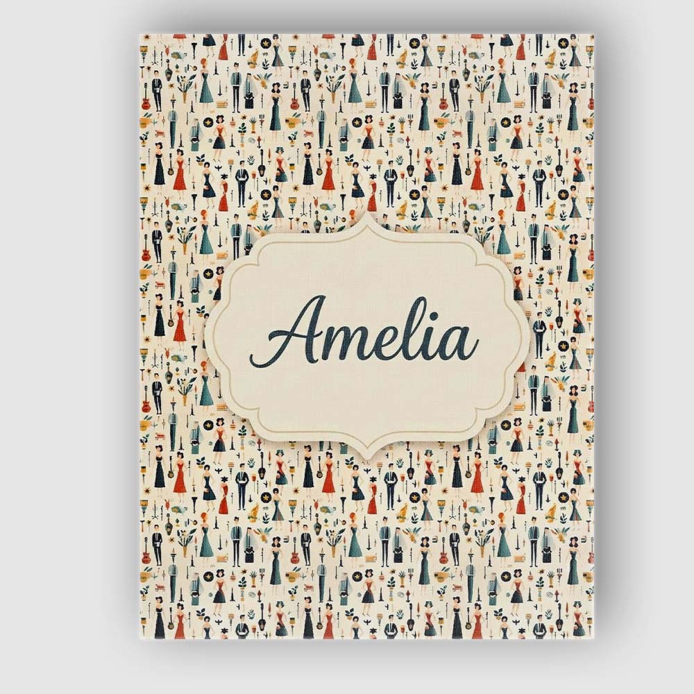 Personalised Name Retro Party People Music Custom Unique Gift Idea Elegant Feature Canvas Wall Art Print Decor Picture Ready to Hang