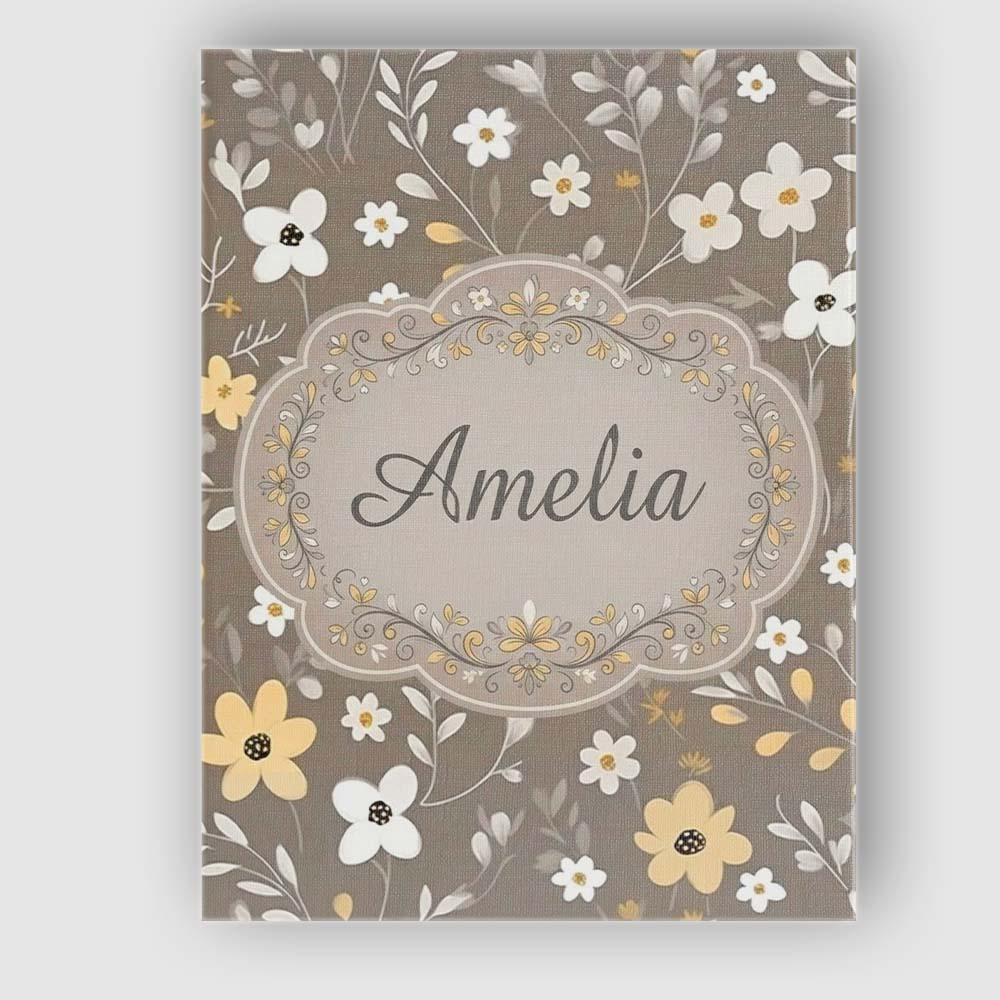 Personalised Name Soft Neutral Floral Custom Modern Room Accent Creative Decorator Style Canvas Wall Art Print Decor Picture Ready to Hang