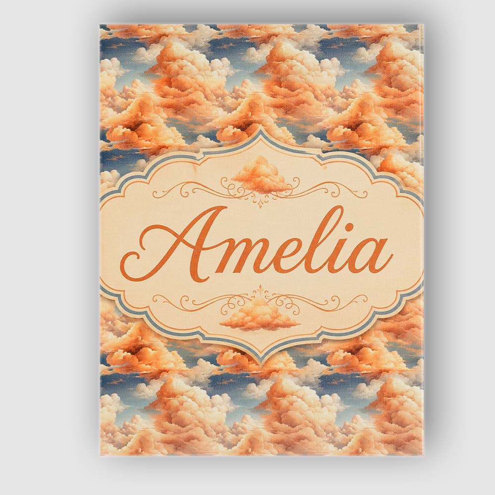 Personalised Name Dreamy Warm Sunset Clouds Custom Bespoke Interior Contemporary Canvas Wall Art Print Decor Picture Ready to Hang