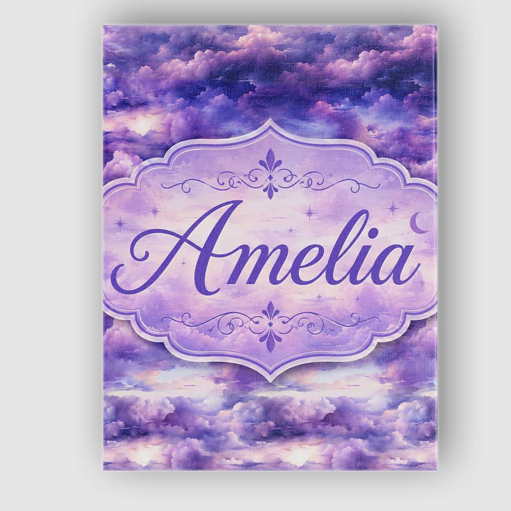 Personalised Name Purple Pastel Sunset Custom Modern Room Accent Elegant Feature Canvas Wall Art Print Decor Picture Ready to Hang