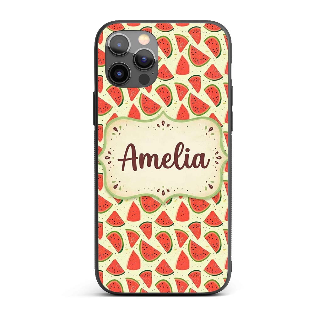 Fresh Watermelon Slices Repeat Seamless Pattern Custom Name Protective Phone Case Mobile Cover Durable Everyday Smartphone Shock Resistant