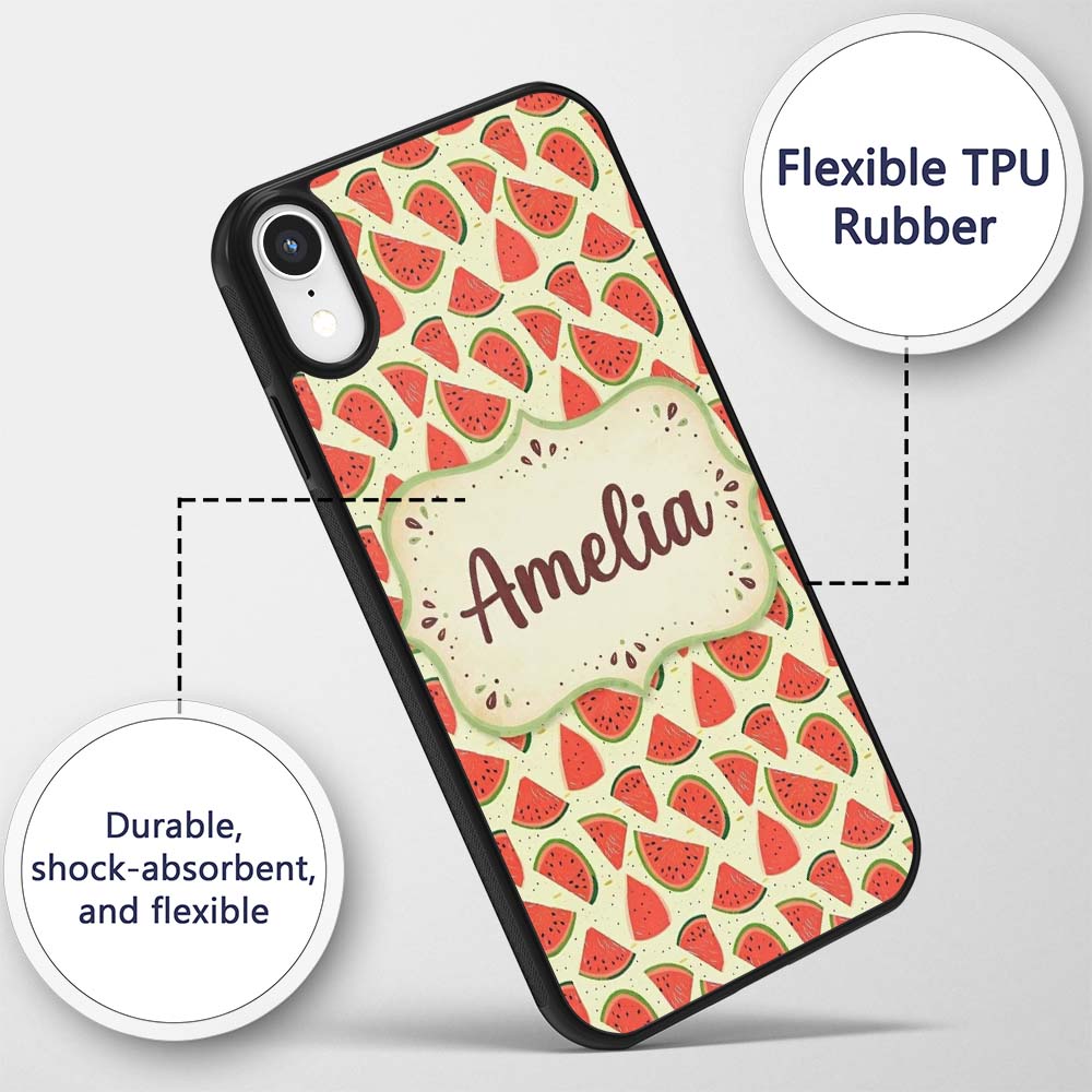 Fresh Watermelon Slices Repeat Seamless Pattern Custom Name Protective Phone Case Mobile Cover Durable Everyday Smartphone Shock Resistant