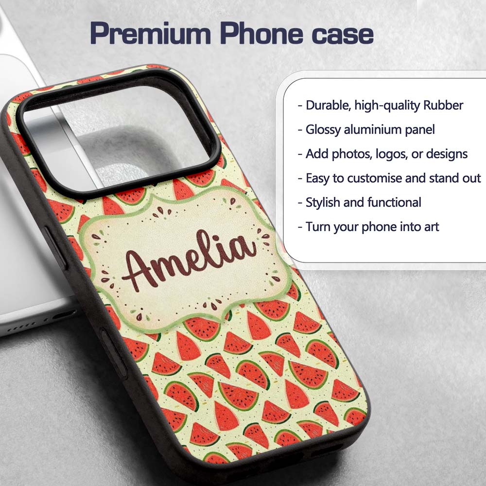 Fresh Watermelon Slices Repeat Seamless Pattern Custom Name Protective Phone Case Mobile Cover Durable Everyday Smartphone Shock Resistant