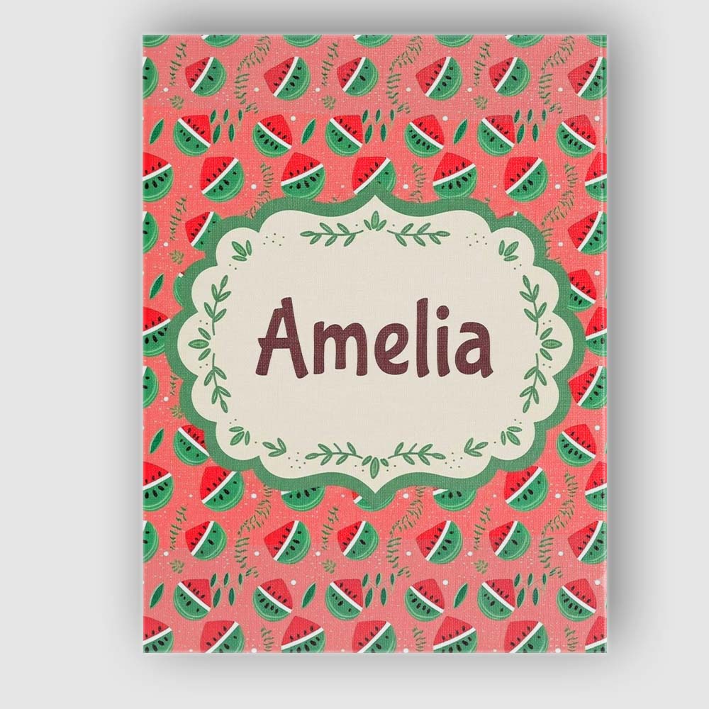 Personalised Name Cute Watermelon Fruit Custom Modern Room Accent Elegant Feature Canvas Wall Art Print Decor Picture Ready to Hang