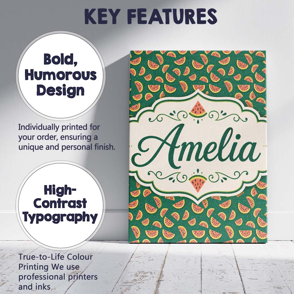 Personalised Name Dark Green Background Custom Modern Room Accent Elegant Feature Canvas Wall Art Print Decor Picture Ready to Hang