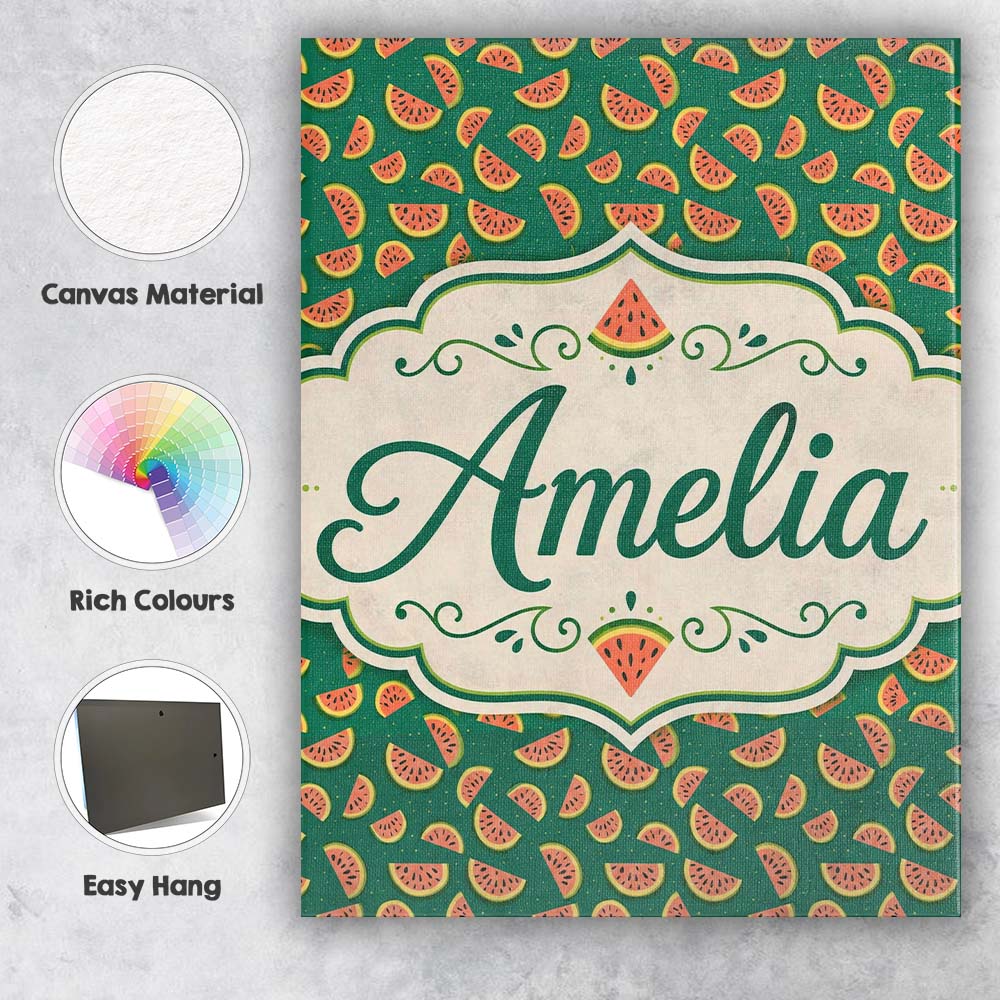 Personalised Name Dark Green Background Custom Modern Room Accent Elegant Feature Canvas Wall Art Print Decor Picture Ready to Hang
