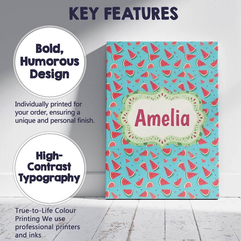 Personalised Name Bright Blue Background Custom Unique Gift Idea Elegant Feature Canvas Wall Art Print Decor Picture Ready to Hang