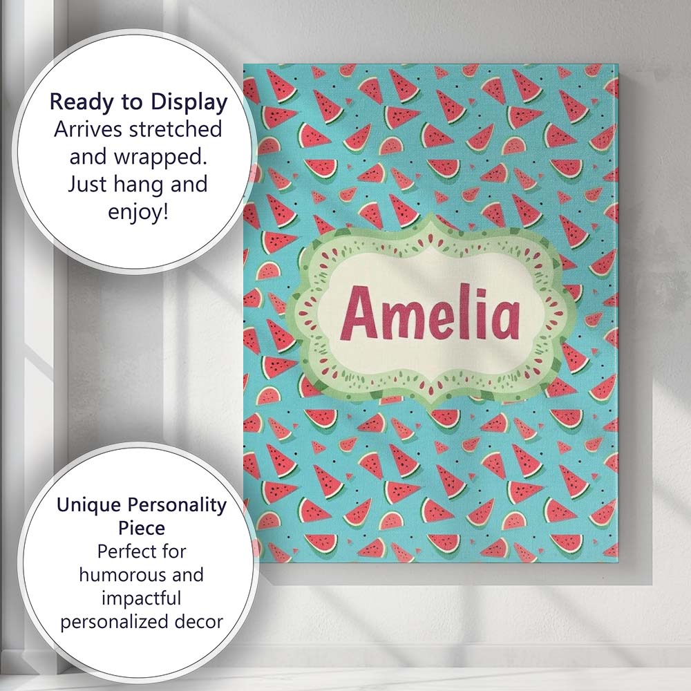 Personalised Name Bright Blue Background Custom Unique Gift Idea Elegant Feature Canvas Wall Art Print Decor Picture Ready to Hang
