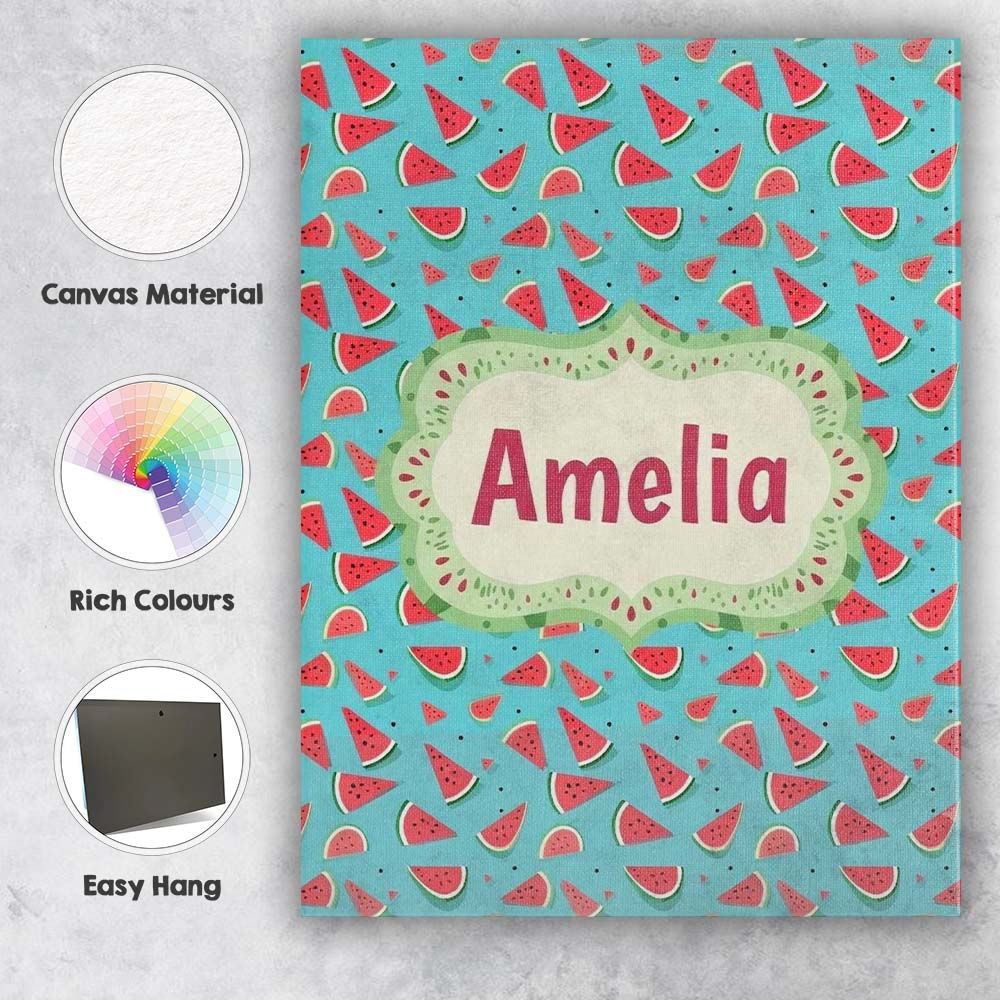 Personalised Name Bright Blue Background Custom Unique Gift Idea Elegant Feature Canvas Wall Art Print Decor Picture Ready to Hang