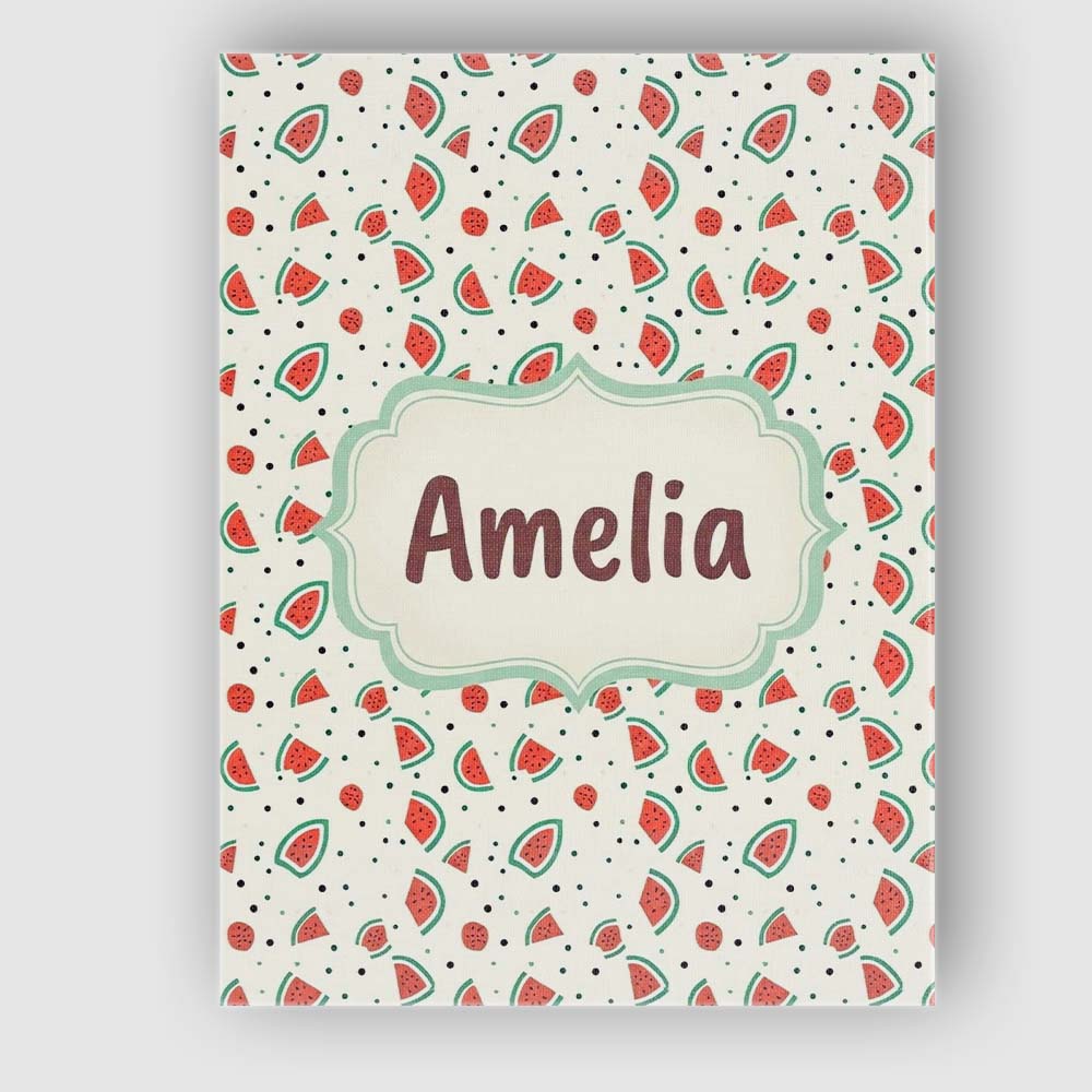 Personalised Name Cute Small Watermelon Custom Modern Room Accent Elegant Feature Canvas Wall Art Print Decor Picture Ready to Hang