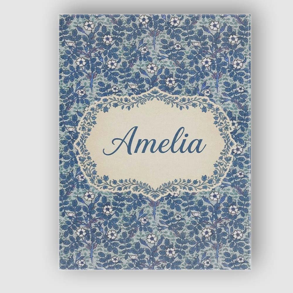 Personalised Name Blue Floral Vine Classic Custom Unique Gift Idea Elegant Feature Canvas Wall Art Print Decor Picture Ready to Hang