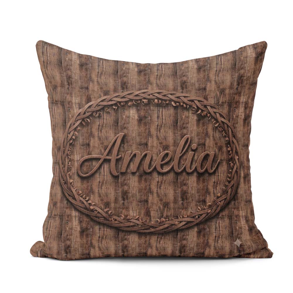 Custom Name Dark Rustic Plank Texture Seamless Pattern Name Cute Square Filled Cushion Throw Pillow Sofa Bed Home Decor Zip Washable UK Made