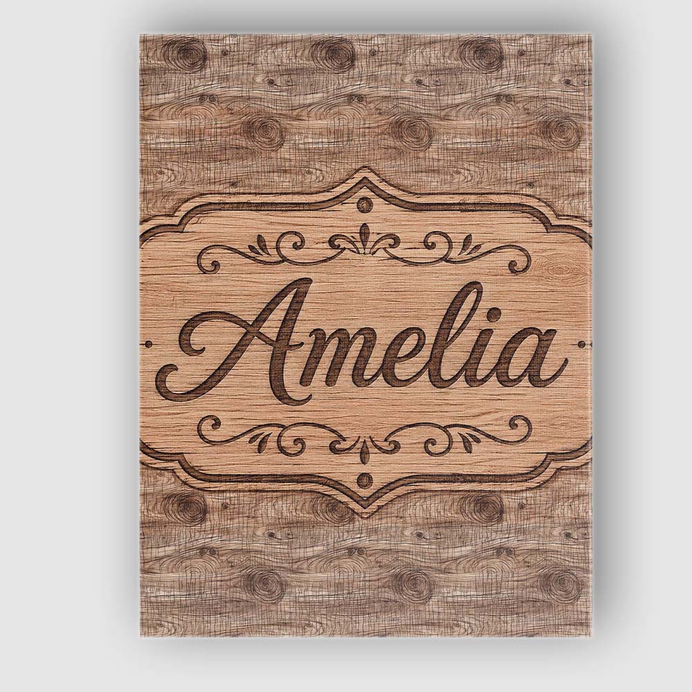 Personalised Name Natural Wood Grain Rings Custom Unique Gift Idea Elegant Feature Canvas Wall Art Print Decor Picture Ready to Hang