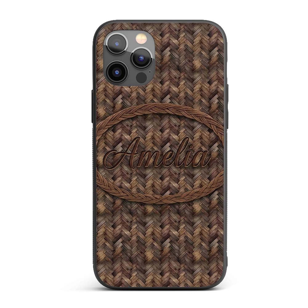 Herringbone Wood Flooring Parquet Printed Design Custom Name Protective Phone Case Mobile Cover Durable Everyday Smartphone Shock Resistant
