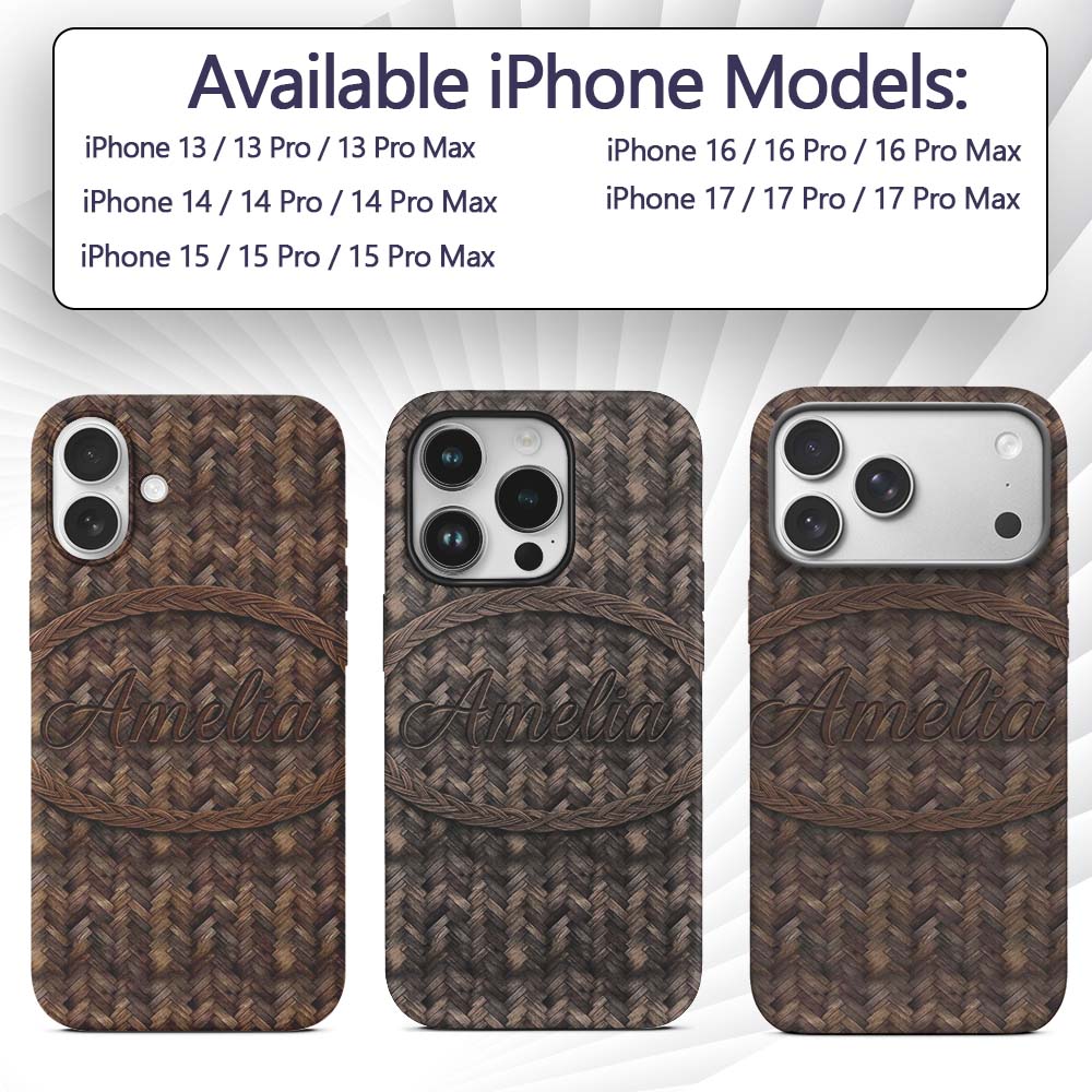 Herringbone Wood Flooring Parquet Printed Design Custom Name Protective Phone Case Mobile Cover Durable Everyday Smartphone Shock Resistant