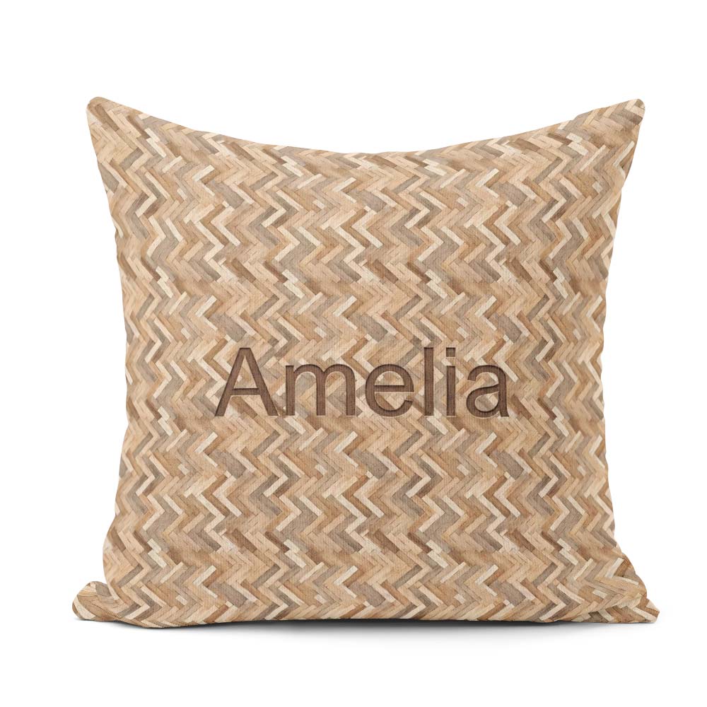 Custom Name Light Oak Wood Flooring Seamless Pattern Name Cute Square Filled Cushion Throw Pillow Sofa Bed Home Decor Zip Washable UK Made