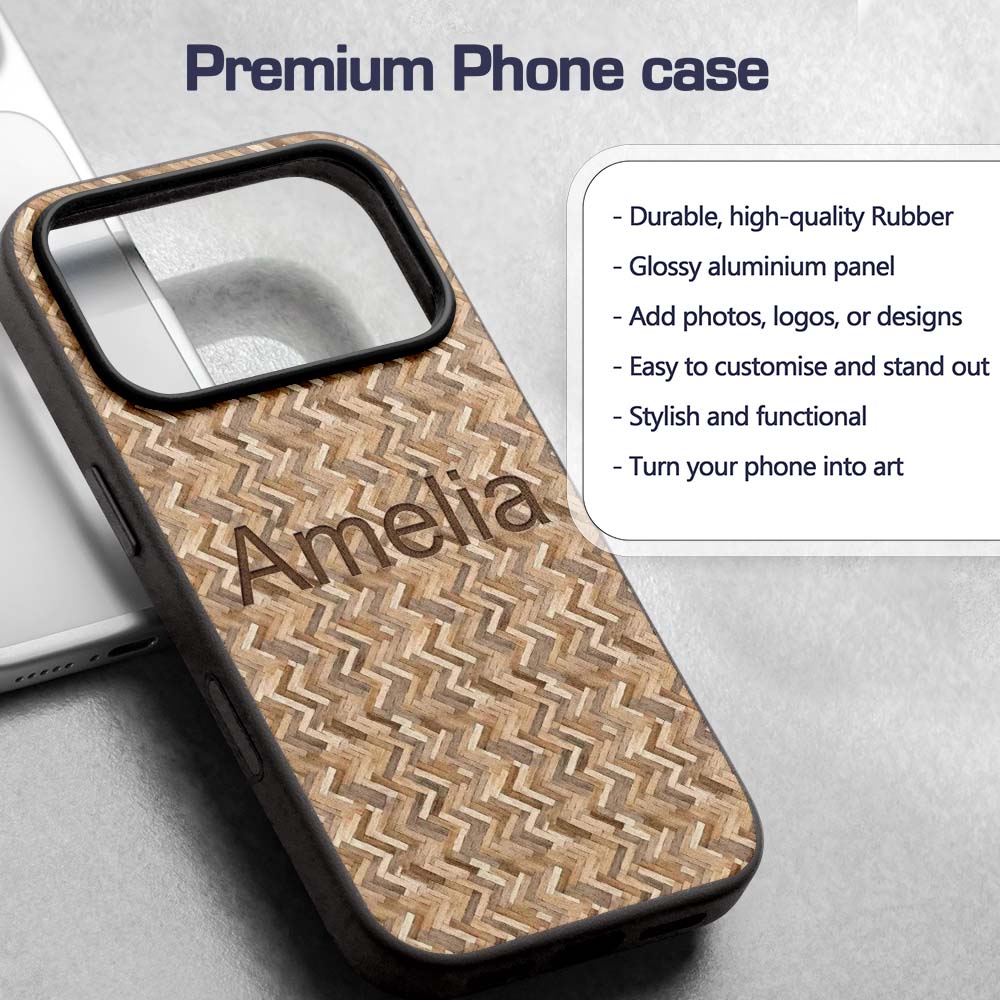 Light Oak Herringbone Wood Flooring Seamless Custom Name Protective Phone Case Mobile Cover Durable Everyday Smartphone Shock Resistant