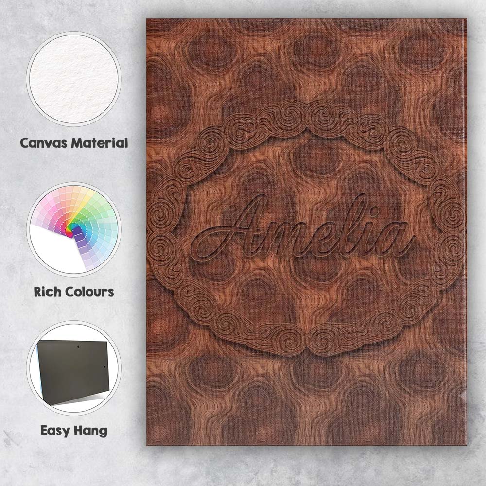 Personalised Name Rich Swirling Wood Grain Custom Unique Gift Idea Elegant Feature Canvas Wall Art Print Decor Picture Ready to Hang