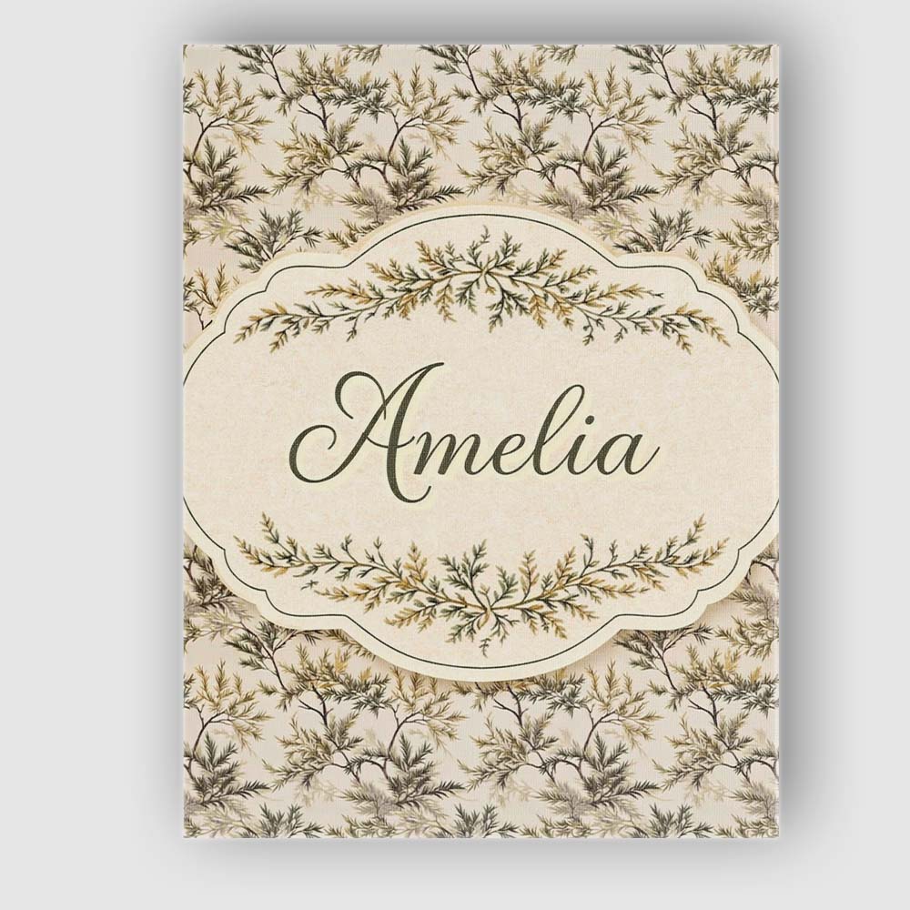 Personalised Name Pine Branch Pattern on Custom Unique Gift Idea Elegant Feature Canvas Wall Art Print Decor Picture Ready to Hang