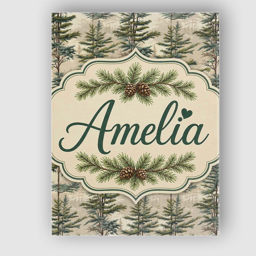 Personalised Name Pine Branch with White Custom Unique Gift Idea Elegant Feature Canvas Wall Art Print Decor Picture Ready to Hang