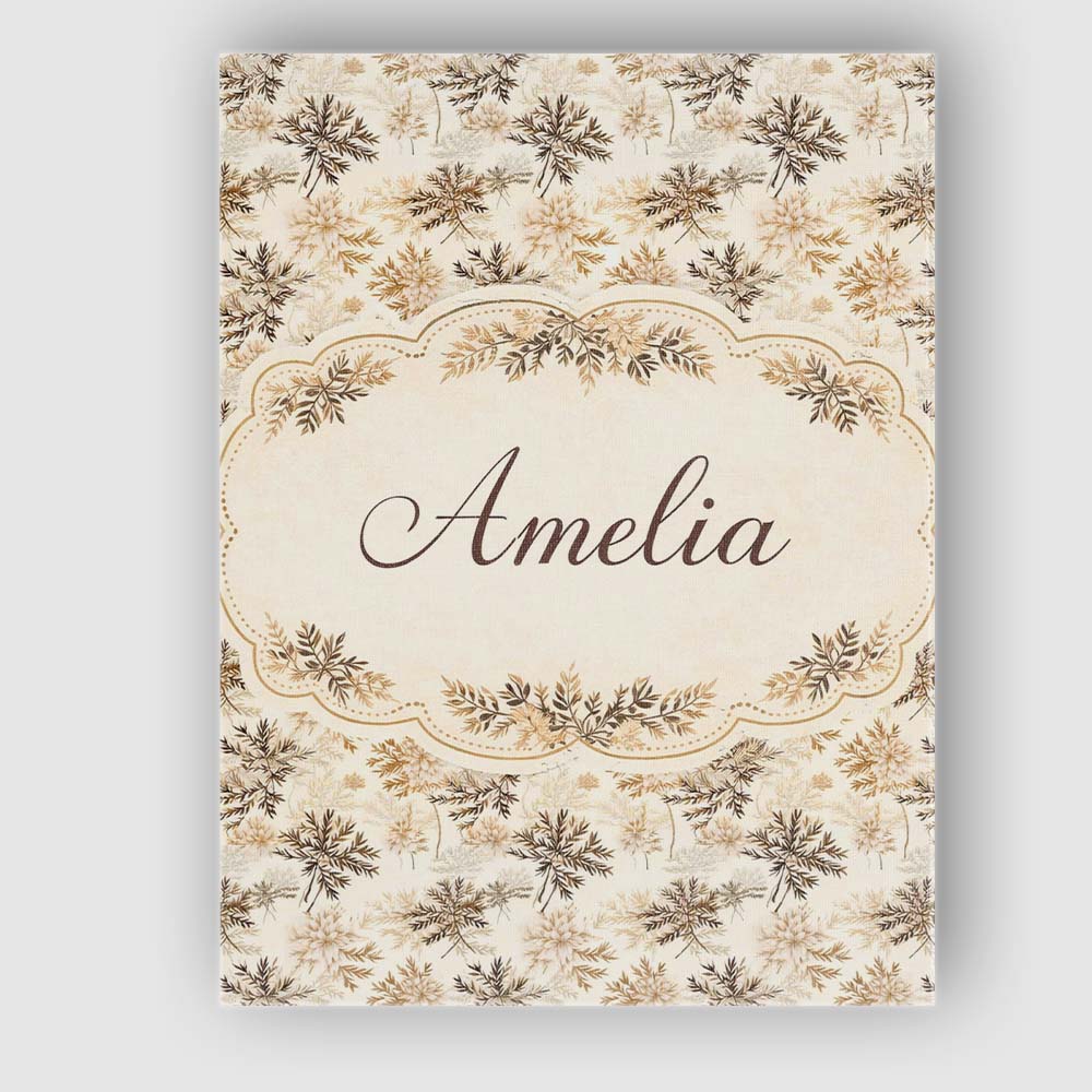 Personalised Name Beige Botanical Floral Custom Unique Gift Idea Elegant Feature Canvas Wall Art Print Decor Picture Ready to Hang