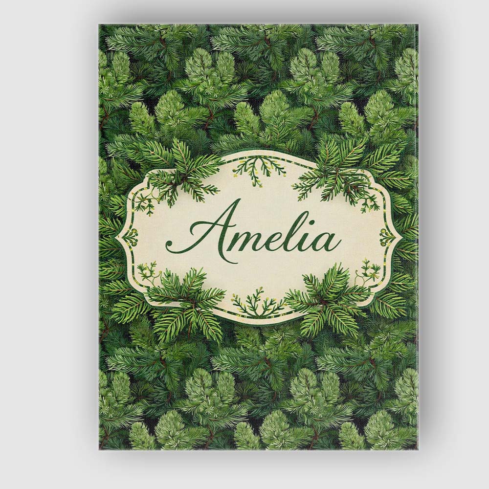 Personalised Name Lush Green Pine Needle Custom Unique Gift Idea Elegant Feature Canvas Wall Art Print Decor Picture Ready to Hang