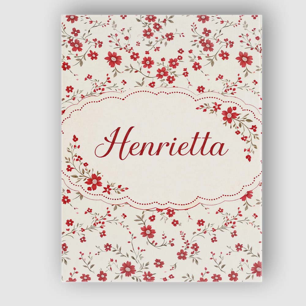 Personalised Name Red Floral Cream Background Seamless Pattern Custom Modern Room Accent Canvas Wall Art Print Decor Picture Ready to Hang