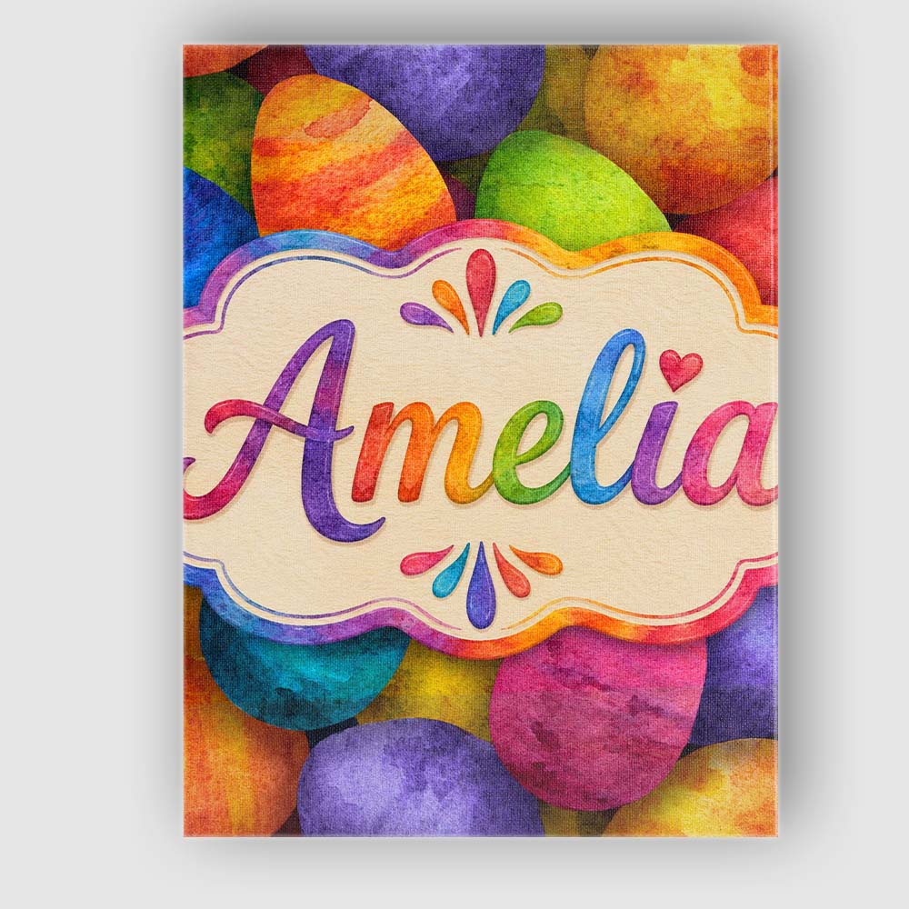 Personalised Name Bright Watercolour Easter Custom Bespoke Interior Contemporary Canvas Wall Art Print Decor Picture Ready to Hang