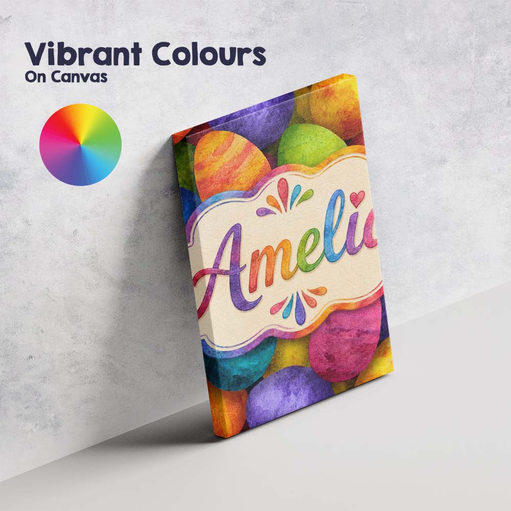 Personalised Name Bright Watercolour Easter Custom Bespoke Interior Contemporary Canvas Wall Art Print Decor Picture Ready to Hang