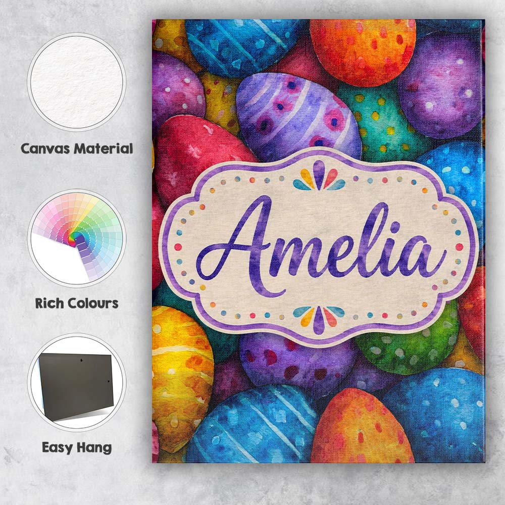 Personalised Name Hand Painted Easter Egg Custom Unique Gift Idea Elegant Feature Canvas Wall Art Print Decor Picture Ready to Hang