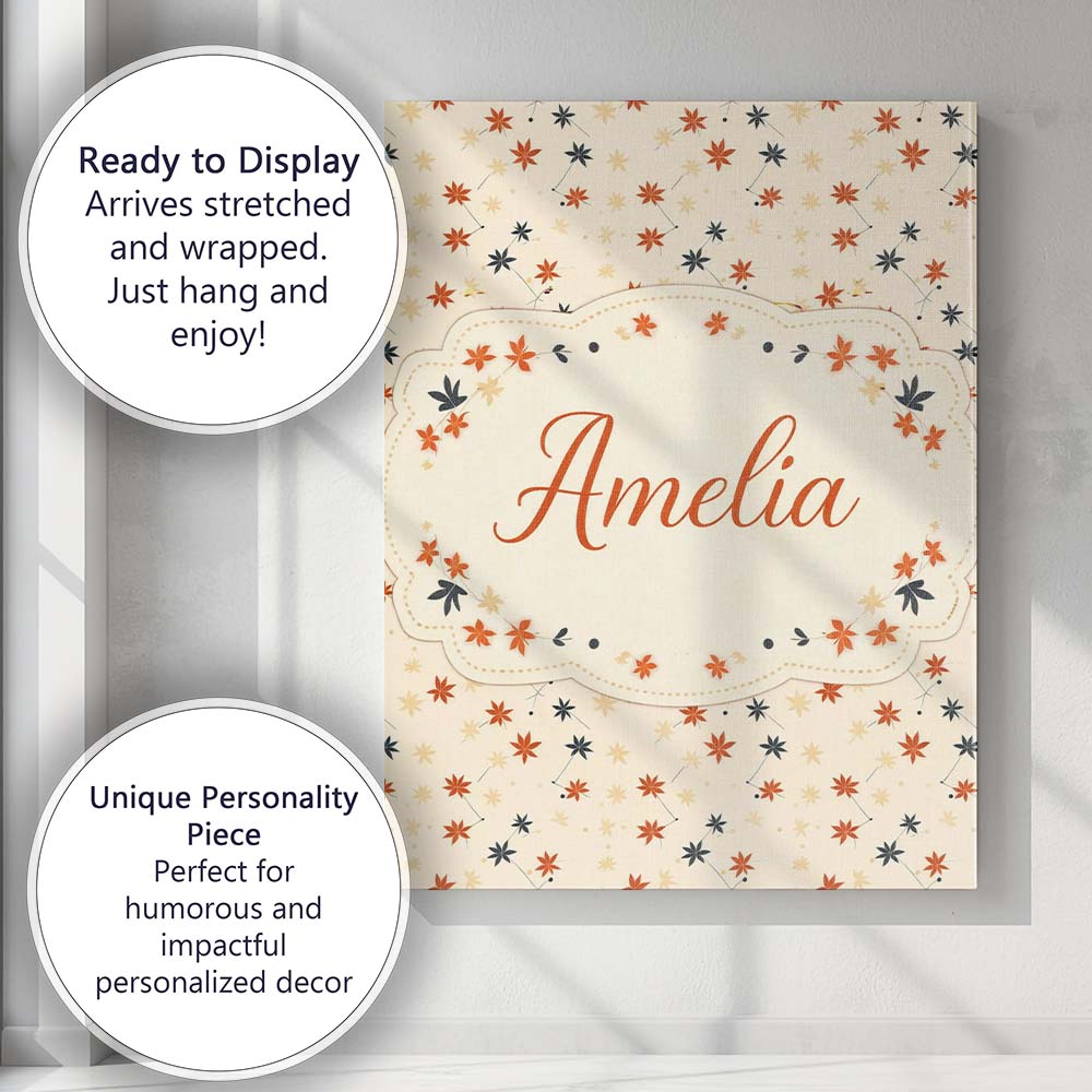 Personalised Name Small Stylised Autumn Custom Modern Room Accent Elegant Feature Canvas Wall Art Print Decor Picture Ready to Hang