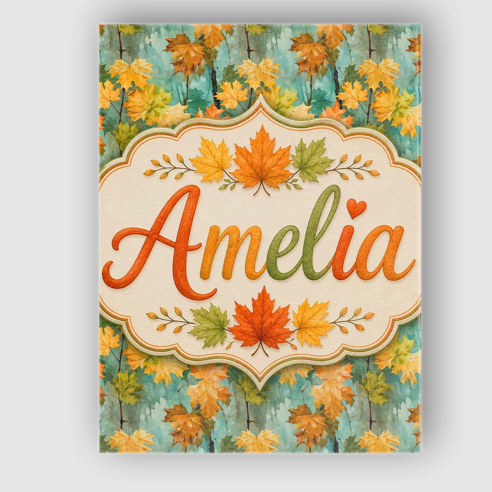 Personalised Name Watercolour Golden Maple Custom Unique Gift Idea Elegant Feature Canvas Wall Art Print Decor Picture Ready to Hang