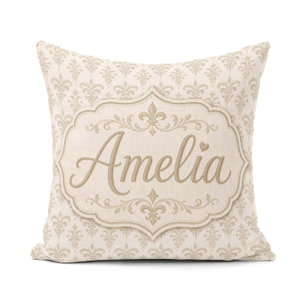 Custom Name Decorative Fleur de Lis in Navy Red and Gold on Warm Square Filled Cushion Throw Pillow Sofa Bed Home Decor Zip Washable UK Made