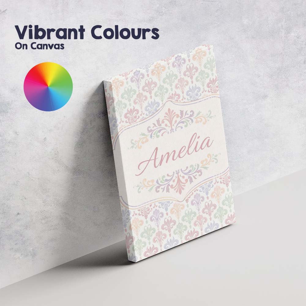 Personalised Name Pastel Multicolor Fleur Custom Unique Gift Idea Elegant Feature Canvas Wall Art Print Decor Picture Ready to Hang