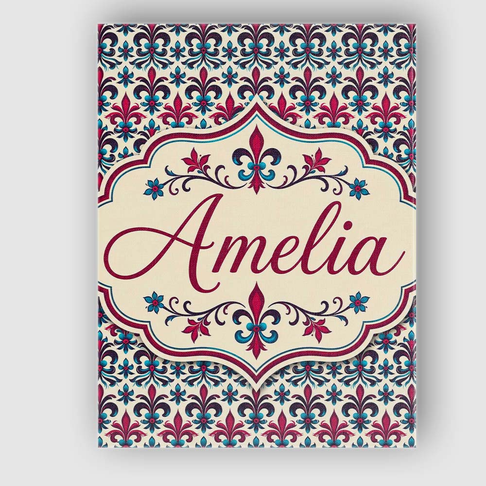 Personalised Name Bold Teal and Magenta Custom Modern Room Accent Elegant Feature Canvas Wall Art Print Decor Picture Ready to Hang