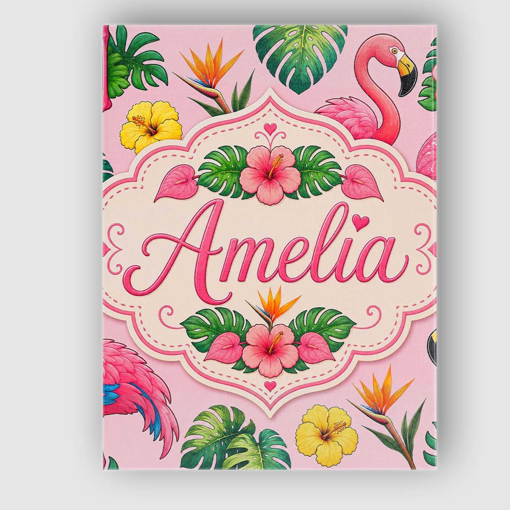 Personalised Name Tropical Flamingo with Custom Unique Gift Idea Elegant Feature Canvas Wall Art Print Decor Picture Ready to Hang