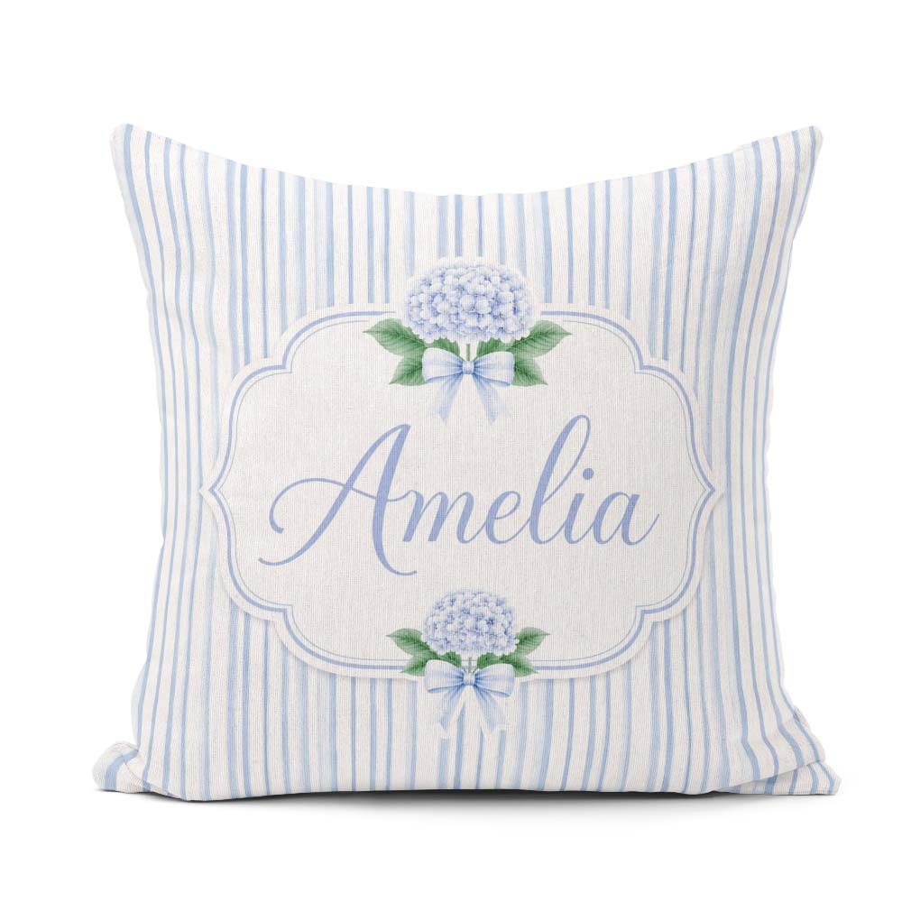 Custom Name Blue Vertical Stripe Classic Seamless Pattern for Square Filled Cushion Throw Pillow Sofa Bed Home Decor Zip Washable UK Made