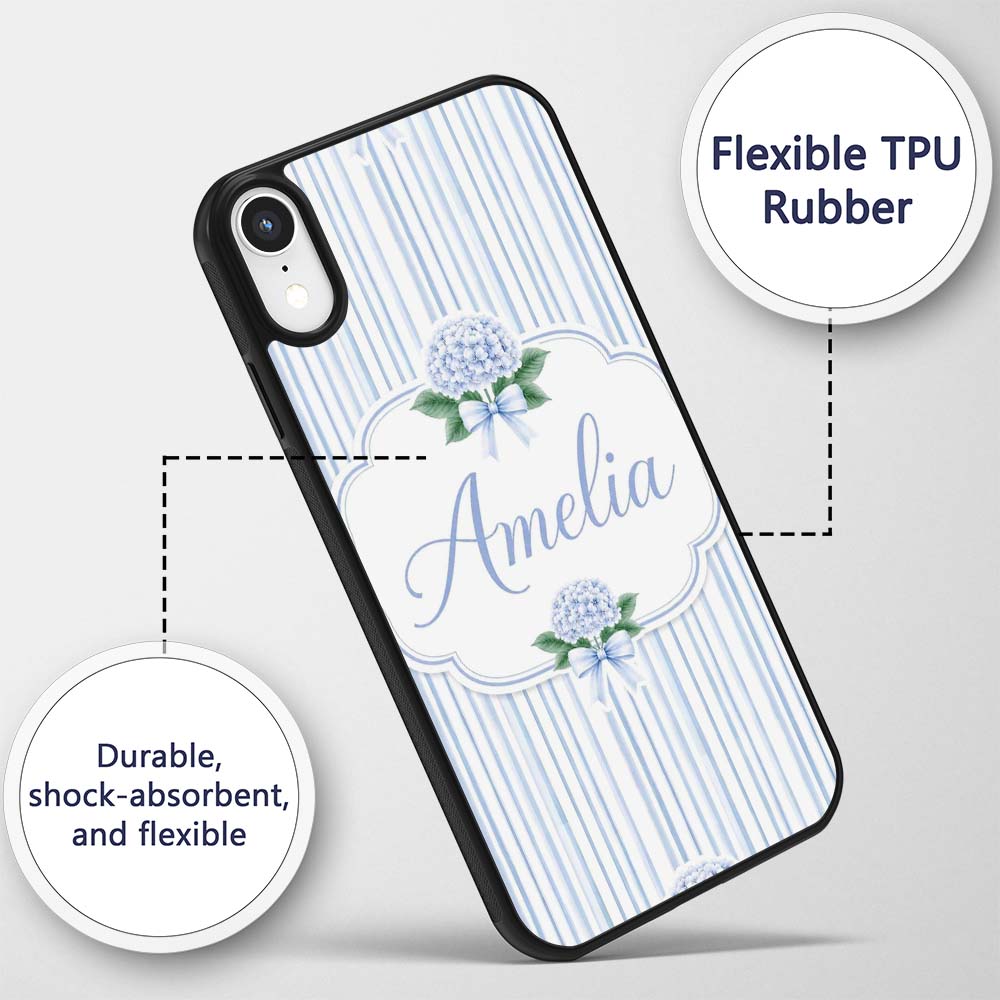 Blue Vertical Stripe Classic Seamless Pattern Custom Name Protective Phone Case Mobile Cover Durable Everyday Smartphone Shock Resistant